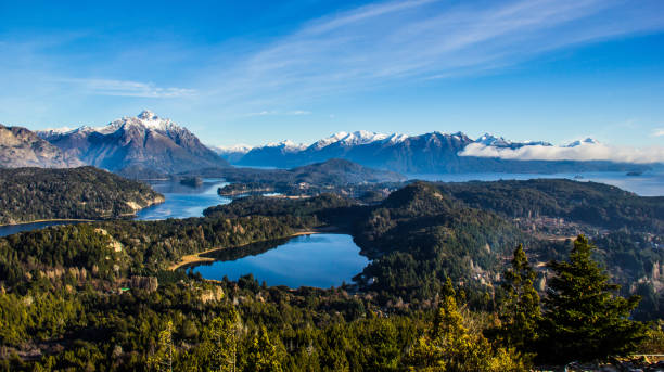 View on the lake Nahuel Huapi near Bariloche, Argentina, from Cerro Campanario View on the lake Nahuel Huapi near Bariloche, Argentina, from Cerro Campanario rio negro province photos stock pictures, royalty-free photos & images