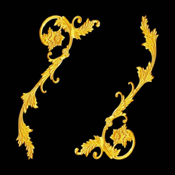 istock Ornament elements, vintage gold floral designs 929238448