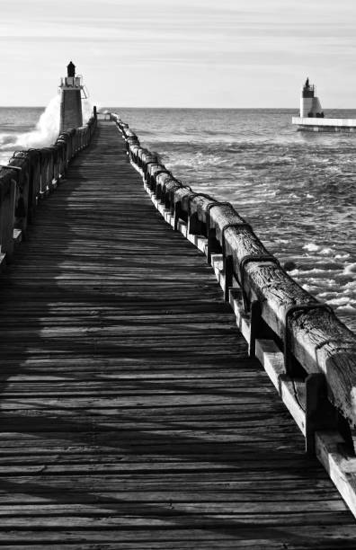 istock breakwater jetty in capbreton, black and white 929244012