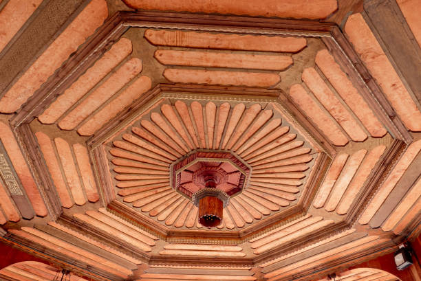Beautiful hexagonal wooden ceiling, traditional islamic architecture