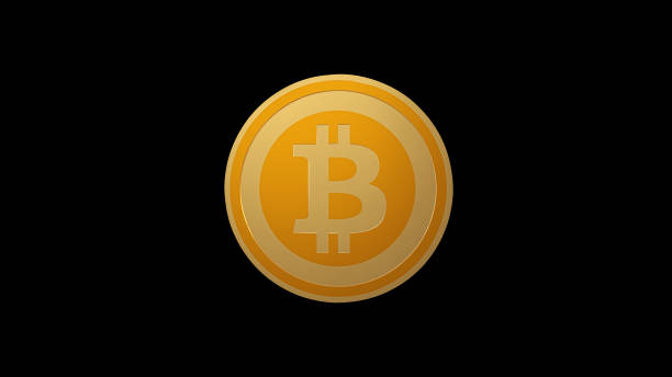istock Bitcoin symbol, gold cryptocurrency coin isolated on black background, front view, 3D render 929269144