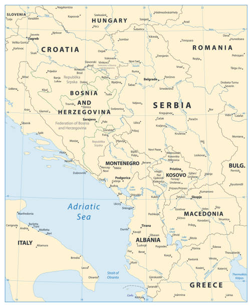 Central Balkan Map Central Balkan Map. Vector illustration. montenegro stock illustrations