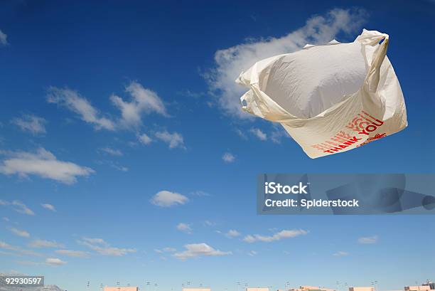 Flying Grocery Bag Stock Photo - Download Image Now - Plastic Bag, Wind, Mid-Air