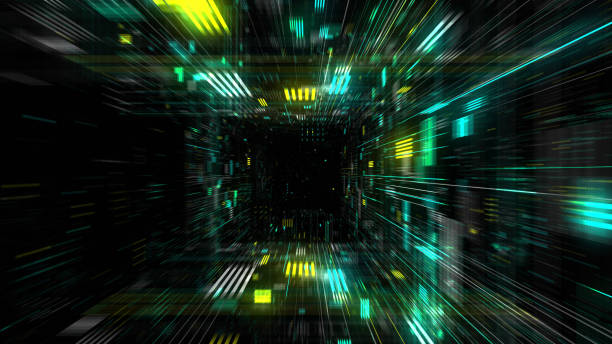 istock Futuristic HUD tunnel seamless VJ loop. HUB display screens for tech titles and background, news headline business intro. 929314062