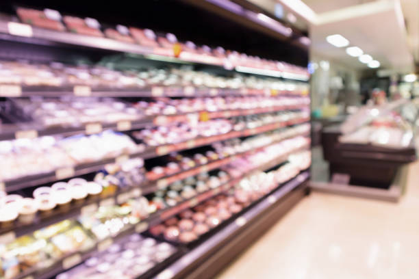 istock Abstract supermarket grocery store blurred defocused background with bokeh light 929318244