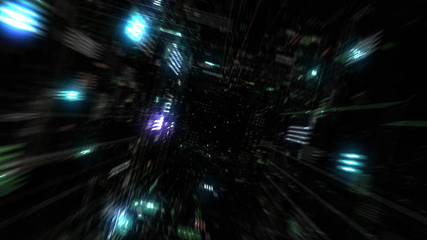 istock Flight into cosmic futuristic HUD tunnel seamless VJ loop 929319190