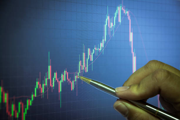 istock candlestick graph with pen , Business and financial concept 929339566