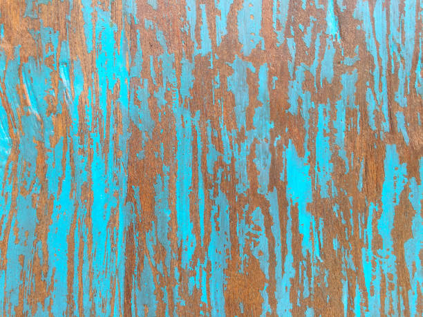 legno antico con vernice sbucciata blu - backdrop damaged old fashioned natural pattern foto e immagini stock