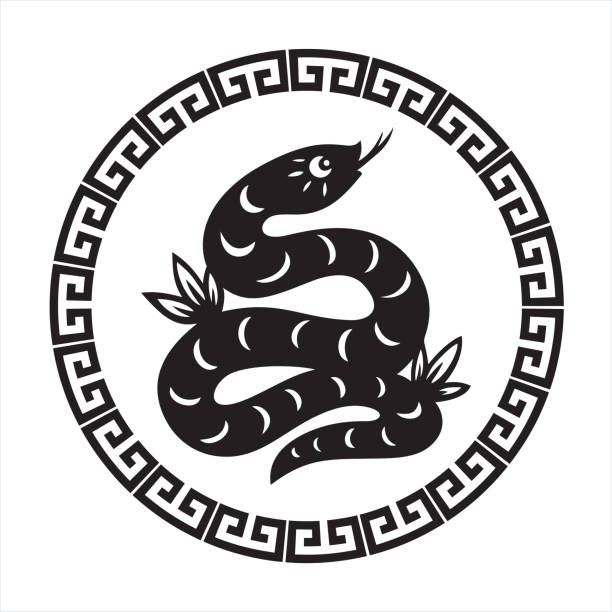 ilustrações de stock, clip art, desenhos animados e ícones de snake, zodiac sign - snake chinese new year chinese zodiac sign china