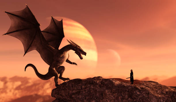 ritter und der drache - dragon stock-fotos und bilder