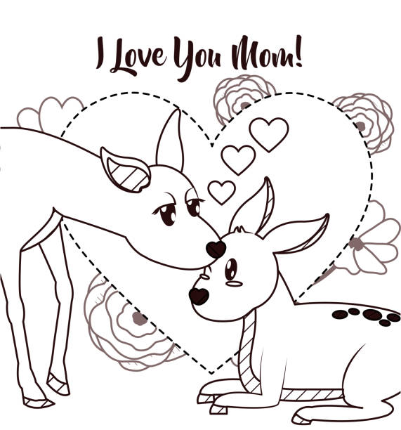 istock Happy mothers day card with cute animals 929416098