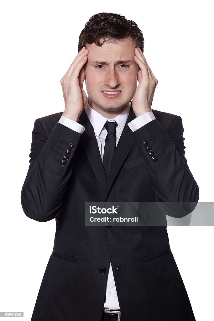 Geschäftsmann mit Kopfschmerzen - Lizenzfrei Anstrengung Stock-Foto