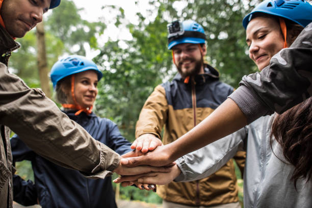 istock Team building outdoor in the forest 929432354