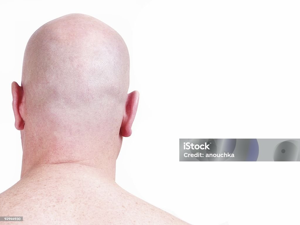 bald (shaved) male head from back bald (shaved) male head Completely Bald Stock Photo