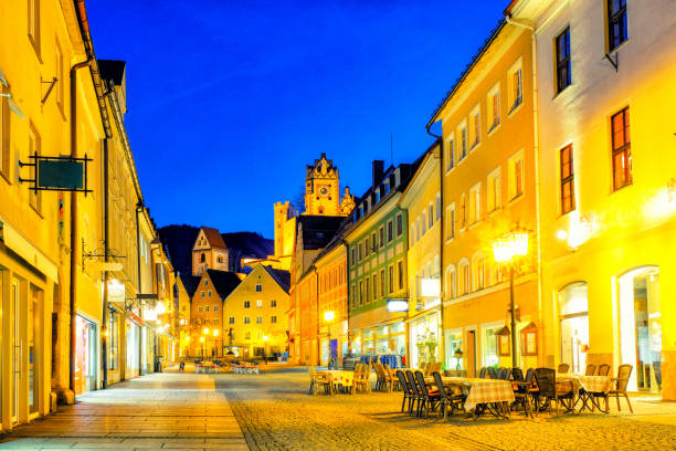 istock Fussen town Cityscape at night in Bavaria, Germany. 929466472