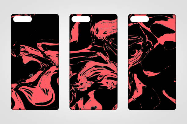 istock Blank black marble smart phone case on grey background 929473448