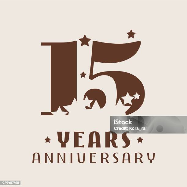 15 Years Anniversary Vector Icon Stock Illustration - Download Image Now - Anniversary, Number 15, Celebration