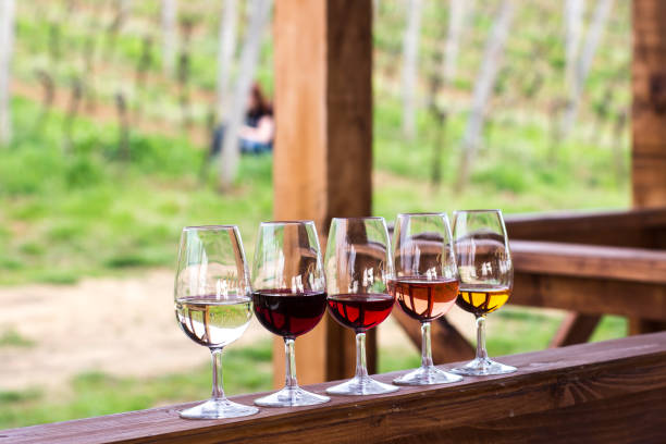 istock Glasses with wine. Red, pink, white wine in glasses. 929493374