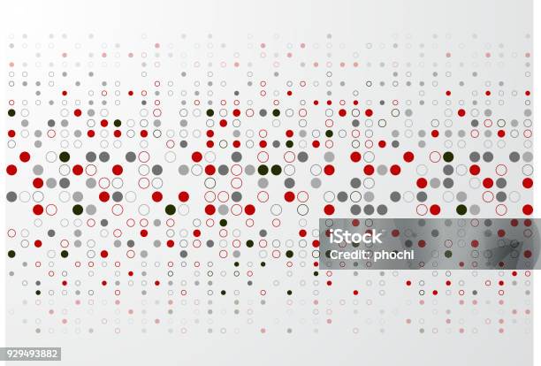 Abstract Technology Background With Red And Gray Circle Border Pattern Stock Illustration - Download Image Now