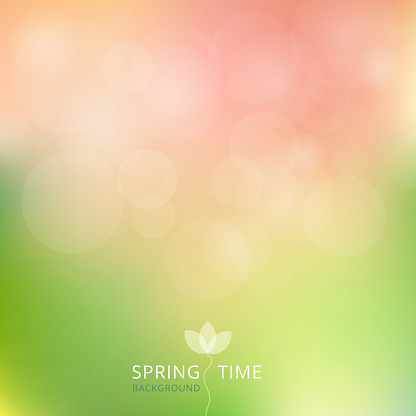 Spring summer autumn green and pink color tone with bokeh background. Vector illustration