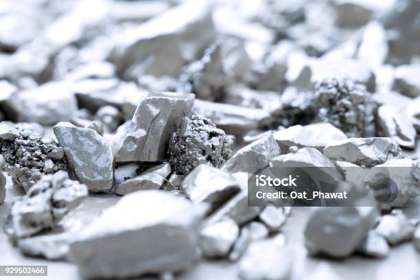 Lump Of Silver Or Platinum On A Stone Floor Stock Photo - Download Image Now - Platinum, Silver Colored, Mining - Natural Resources