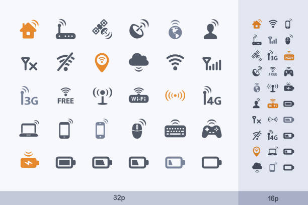 wireless-technologie - carbon-symbole. - modem stock-grafiken, -clipart, -cartoons und -symbole