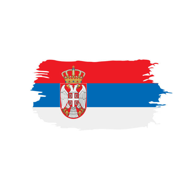 Serbia flag, vector illustration Serbia flag, vector illustration on a white background карта луганської донецької області stock illustrations