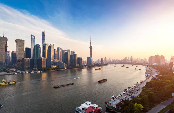 istock Shanghai Skyline at sunset 929515434