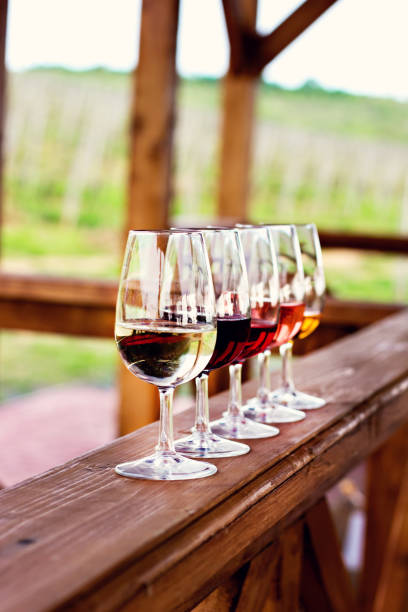 istock Glasses with wine. Red, pink, white wine in glasses. 929515896