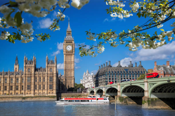istock Big Ben with boat during spring time in London, England, UK 929516350