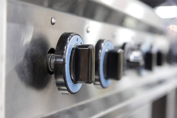 istock Close up switch of Kitchen burning gas cooker 929528602