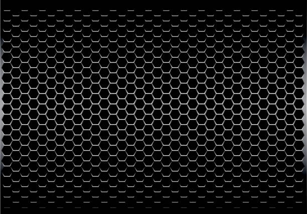 illustrations, cliparts, dessins animés et icônes de hexagone gris foncé maille en métal motif design moderne fond futuriste texture illustration vectorielle. - calandre voiture