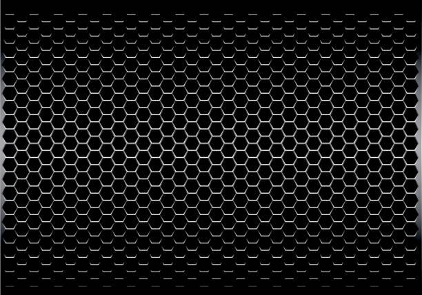 Dark gray hexagon metal mesh pattern design modern futuristic background texture vector illustration. Dark gray hexagon metal mesh pattern design modern futuristic background texture vector illustration. radiator grille stock illustrations