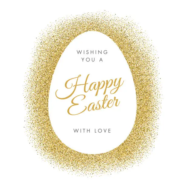 Vector illustration of Easter greeting card with egg on glitter background.