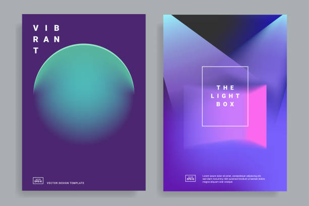 design templates with vibrant gradient Set of covers design templates with vibrant gradient shapes. Trendy modern design. Applicable for placards, flyers, presentations, brochures, posters, covers and banners. Vector illustrations. Eps10 moon backgrounds stock illustrations
