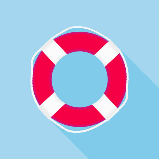 illustrazioni stock, clip art, cartoni animati e icone di tendenza di icona di flat lifebuoy - life jacket life belt buoy float