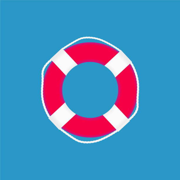 밧줄으로 lifebuoy 아이콘 - life belt water floating on water buoy stock illustrations