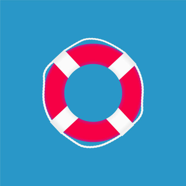 ikona koła ratunkowego z liną - nautical vessel buoy passenger ship computer icon stock illustrations