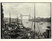 River Thames and Tower Bridge, London, 19th Century