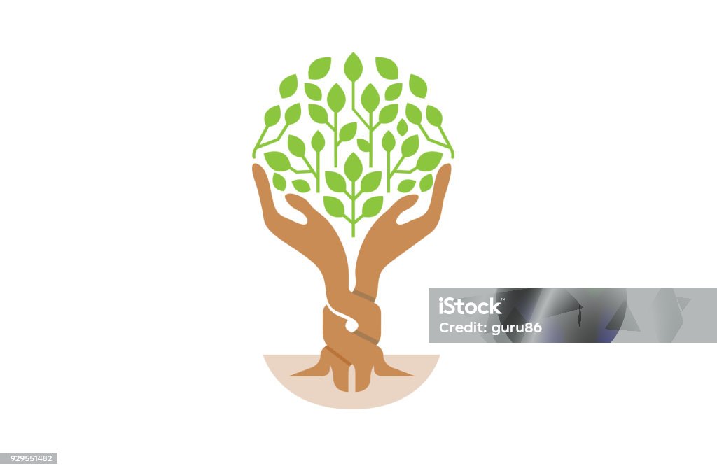 Creative Green Hand Tree icon, Tree stock vector