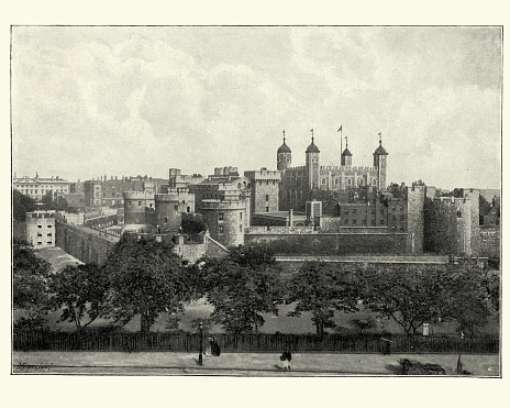 Vintage Photogravure of Tower of London, 19th Century