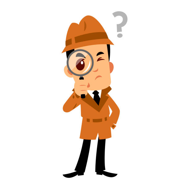 Vector drawing of a detevtive man Vector drawing of a detective man, he has a doubt detective stock illustrations