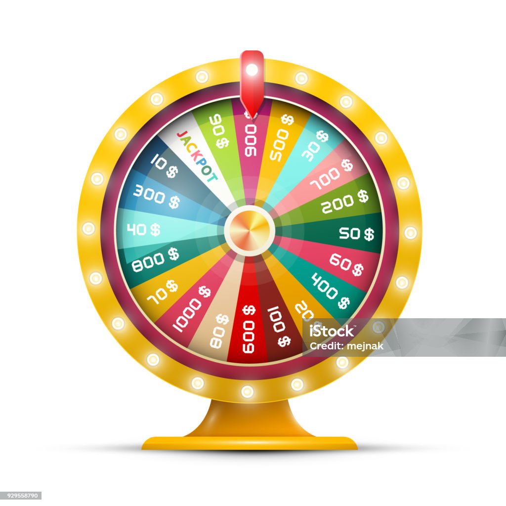 Wheel of Fortune Spinning Money Wheel of Fortune with Jackpot Vector Illustration Isolated on White Background. Roulette Symbol. Casino stock vector