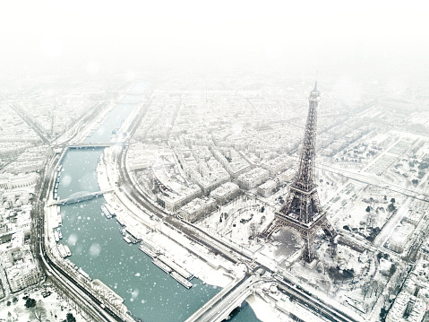 Aerial view of the Eiffel tower