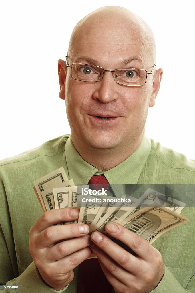 Happy Rich Businessman Happy Rich Businessman, holding and counting dollars Financial Advisor Stock Photo