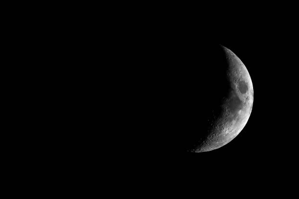 istock High contrast Waxing crescent moon seen with telescope 929597814