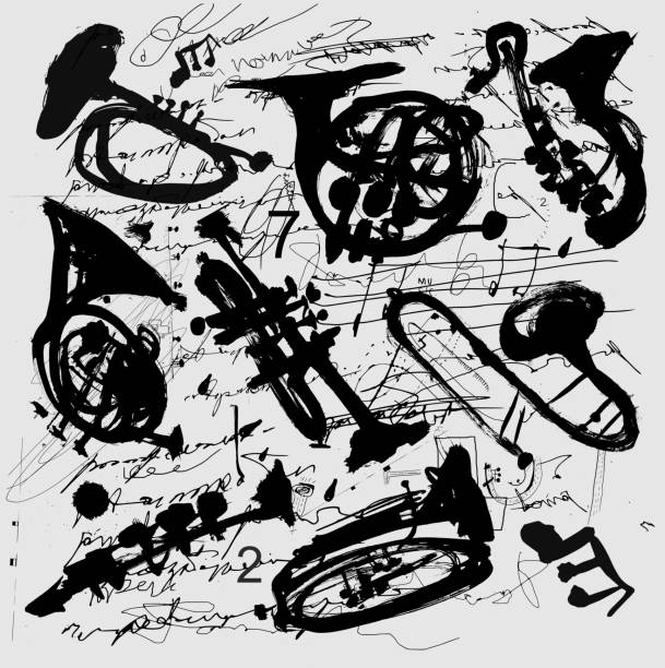 ilustrações, clipart, desenhos animados e ícones de instrumentos de vento - trumpet musical instrument isolated jazz