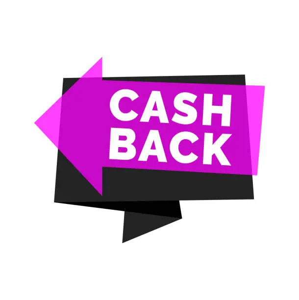 Vector illustration of Cash Back Lettering on Pink Arrow