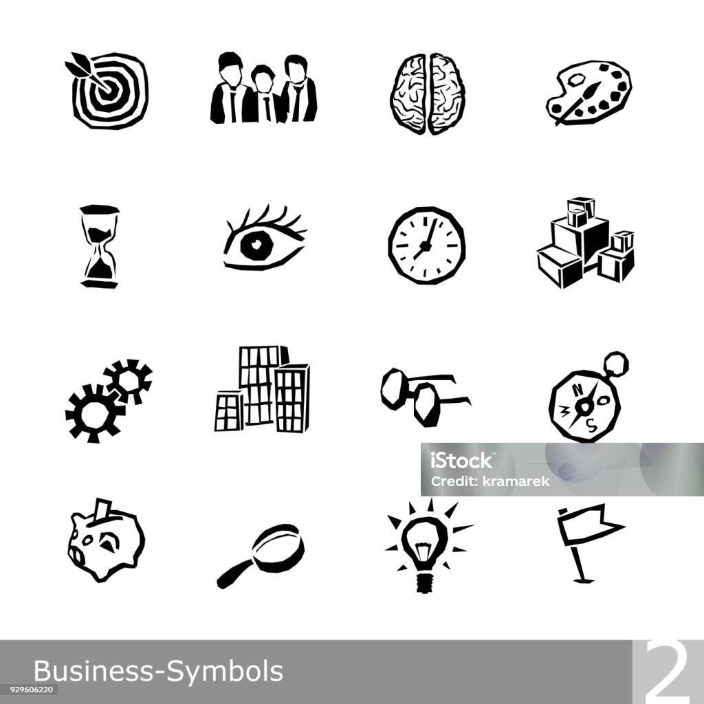 Vector line icons set of business symbols in unique rough and jagged design Vector line icons set of business symbols in unique rough and jagged design with a collection of free scalable black and white illustrations and graphics for print and web, chart 2 of a series, nobody Icon Symbol stock vector