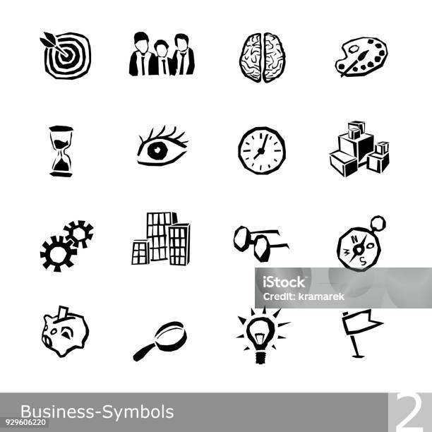 Vector Line Icons Set Of Business Symbols In Unique Rough And Jagged Design Stock Illustration - Download Image Now